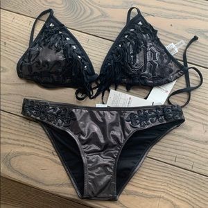 New with tags Crash & Burn fringe grommets bikini